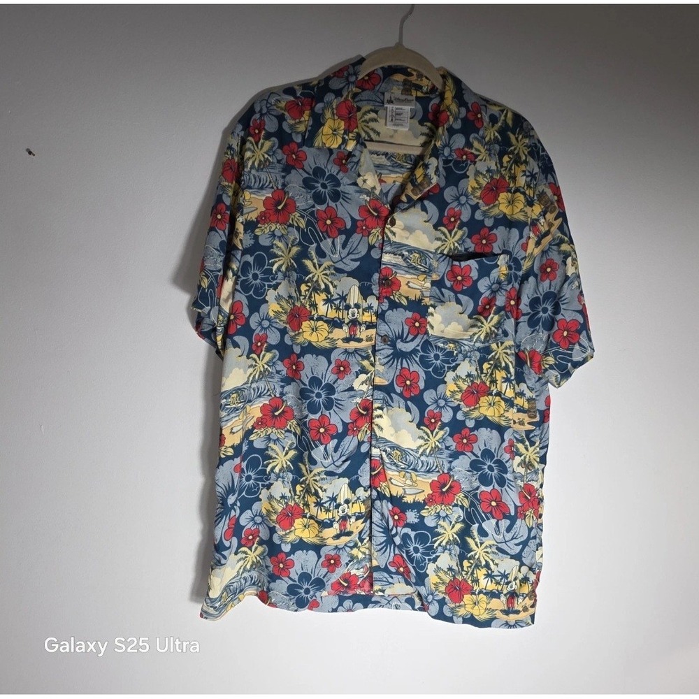 Disney Mickey Mouse Tropical Hawaiian Shirt Mens Medium Aloha Floral Button Up